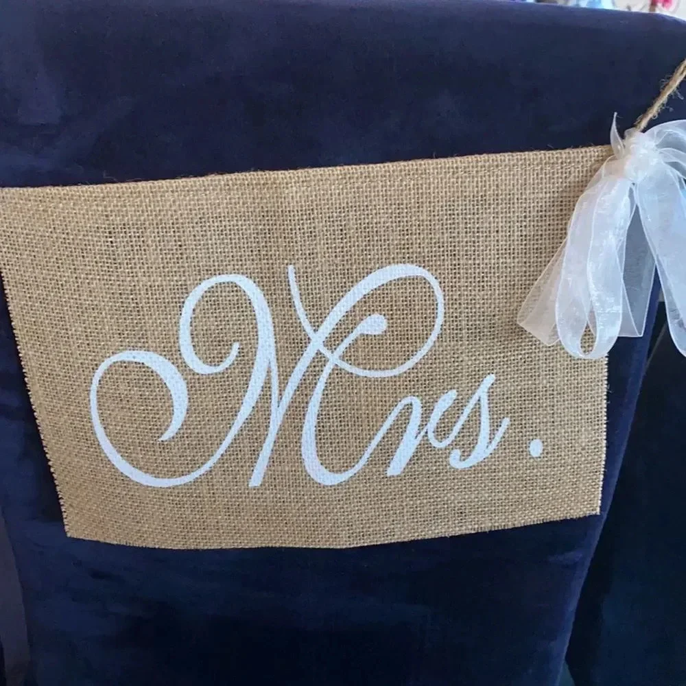 MR. & Mrs. Wedding Burlap signs.Set of 2